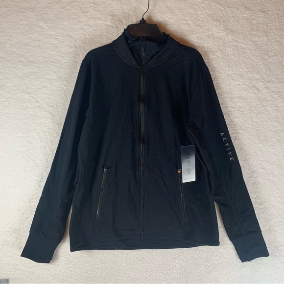 Nine West Active Women's Size L Black Full Zip Mesh Sleeve Activewear Top Jacket - Picture 1 of 7